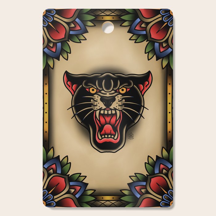 Traditional Tattoo Panther  Cutting Board Gallery Image 1