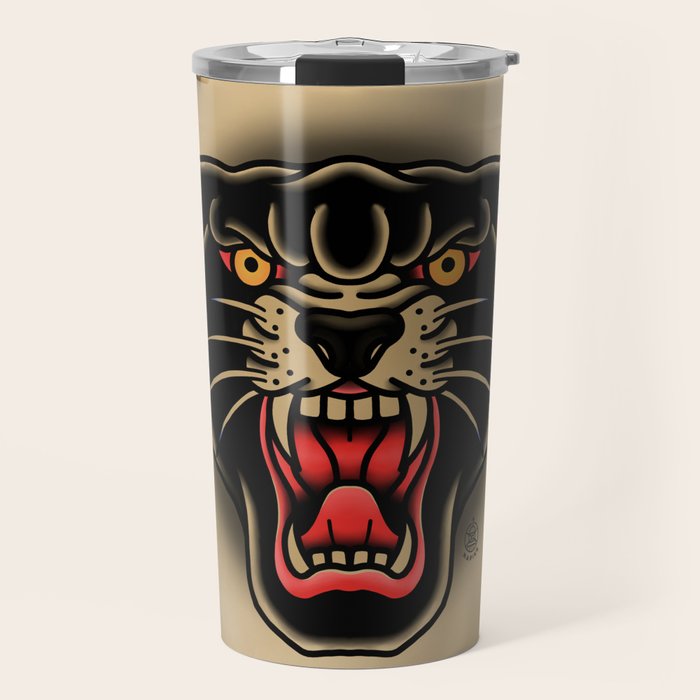 Traditional Tattoo Panther  Travel Mug Gallery Image 1