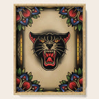 Traditional Tattoo Panther  Serving Tray Gallery Image 1