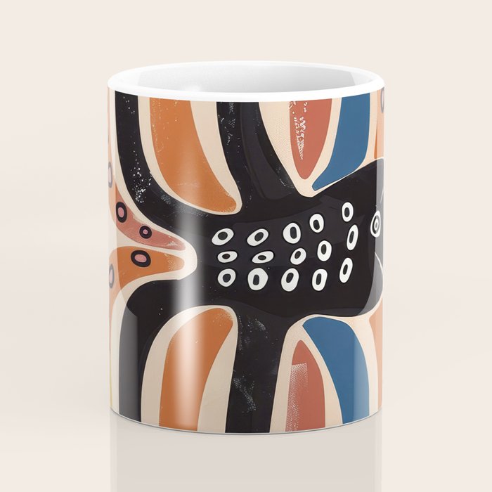 Abstract Octopus with Retro Lines Coffee Mug Gallery Image 4
