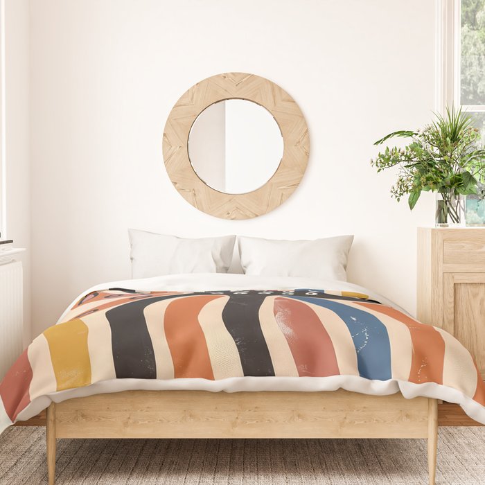 Abstract Octopus with Retro Lines Duvet Cover Gallery Image 3