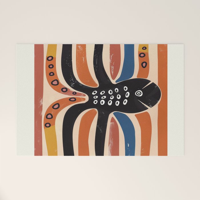 Abstract Octopus with Retro Lines Welcome Mat Gallery Image 1