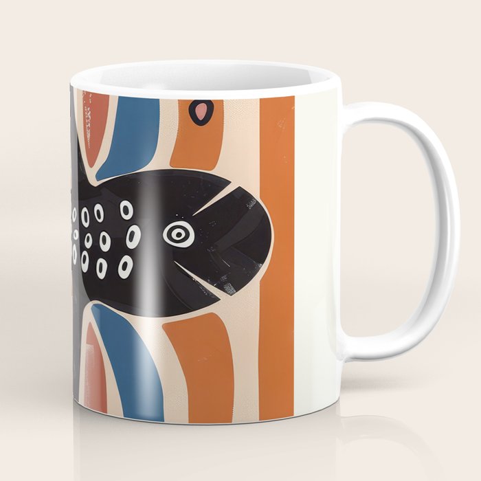 Abstract Octopus with Retro Lines Coffee Mug Gallery Image 1