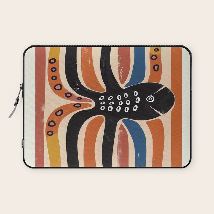 Abstract Octopus with Retro Lines Laptop Sleeve Gallery Image 1