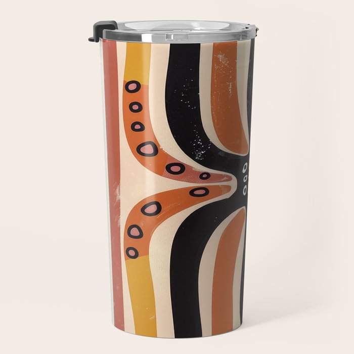 Abstract Octopus with Retro Lines Travel Mug Gallery Image 3