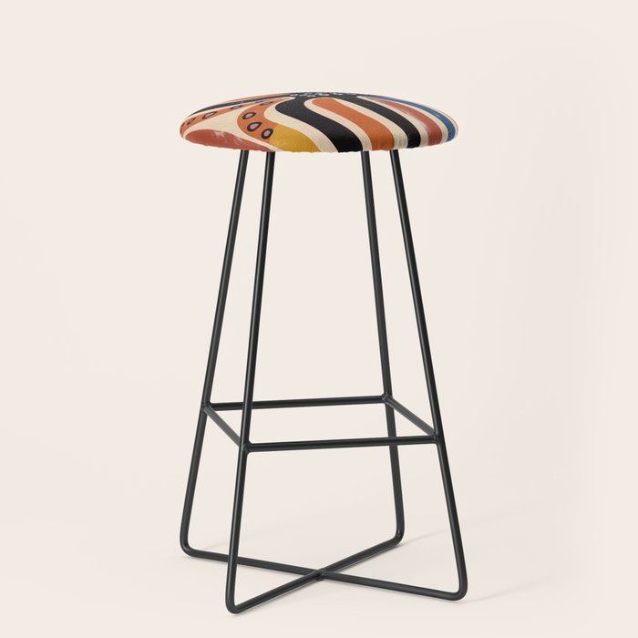 Abstract Octopus with Retro Lines Stool Gallery Image 1