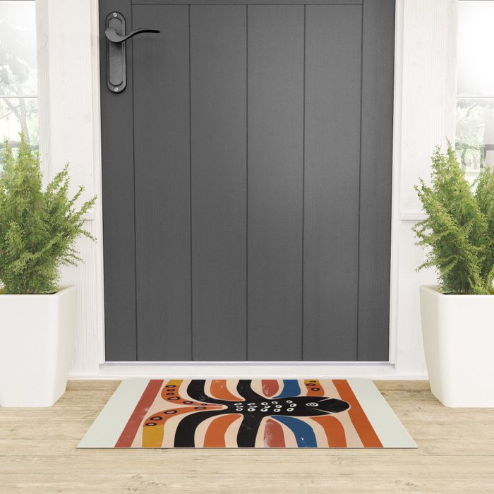 Abstract Octopus with Retro Lines Welcome Mat Gallery Image 3