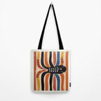 Abstract Octopus with Retro Lines Tote Bag Gallery Image 2