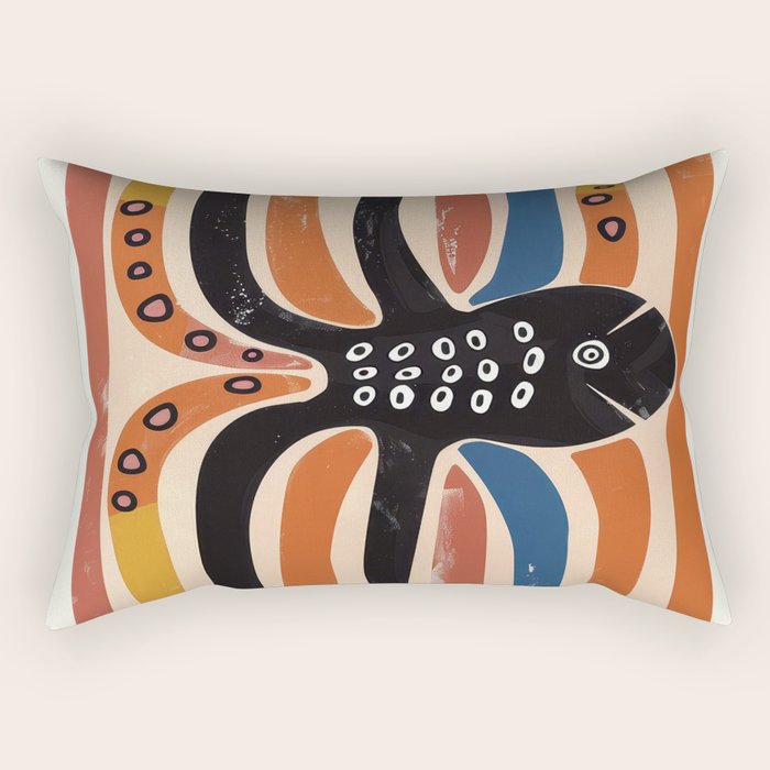 Abstract Octopus with Retro Lines Rectangular Pillow Gallery Image 1