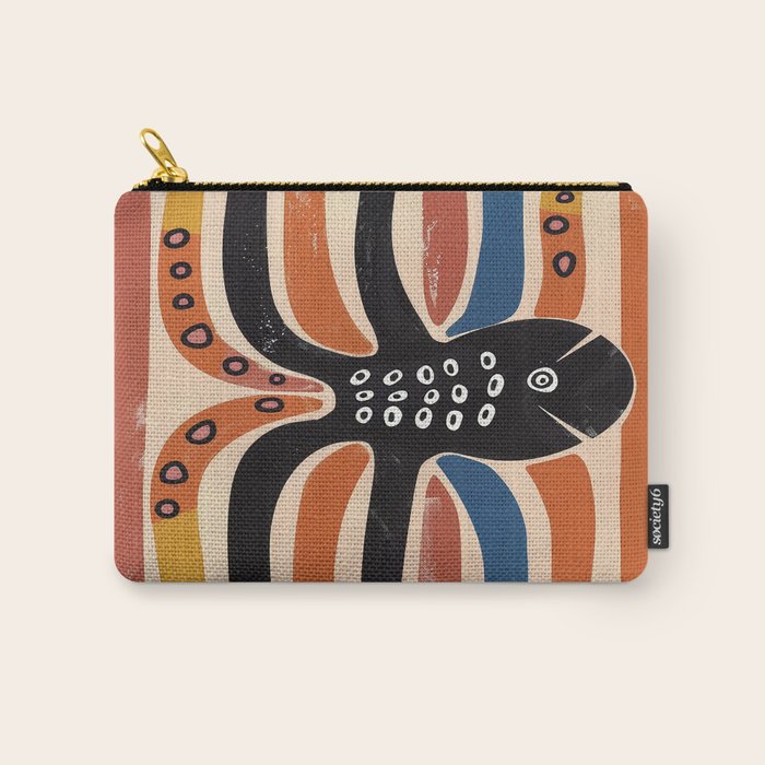 Abstract Octopus with Retro Lines Carry All Pouch Gallery Image 1