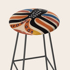 Abstract Octopus with Retro Lines Stool Gallery Image 2