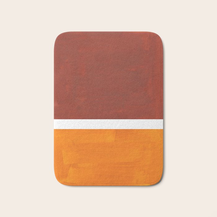 Burnt Sienna Yellow Ochre Rothko Minimalist Mid Century Abstract Color Field Squares Bath Mat Gallery Image 1