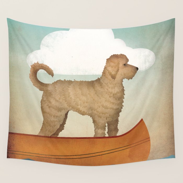 Doodle Goldendoodle Labradoodle Canoe Fowler Wall Tapestry Gallery Image 1