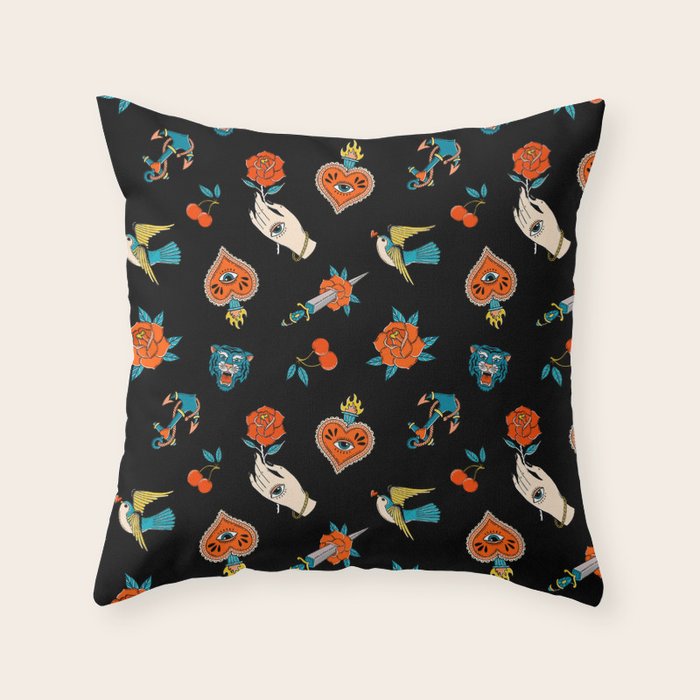 Old School Tattoos II Throw Pillow Gallery Image 6