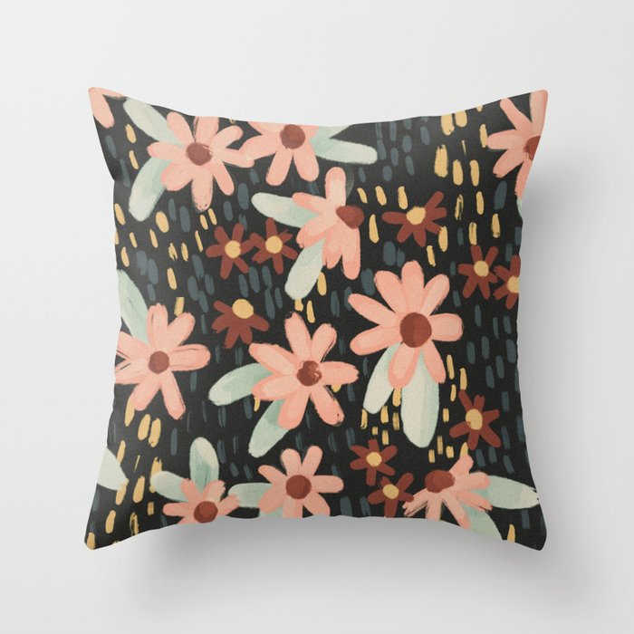 Kate Floral Dark Pattern Throw Pillow Gallery Image 6