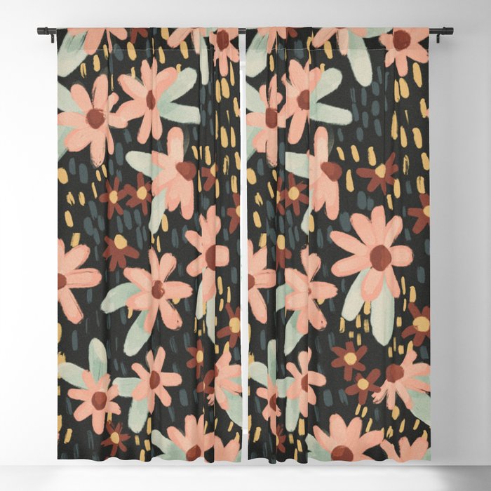 Kate Floral Dark Pattern Window Curtain Gallery Image 1