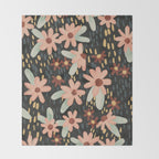 Kate Floral Dark Pattern Throw Blanket Gallery Image 2