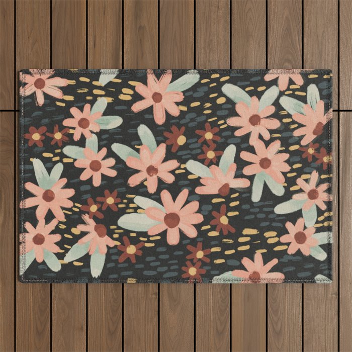 Kate Floral Dark Pattern Outdoor Rug Gallery Image 1