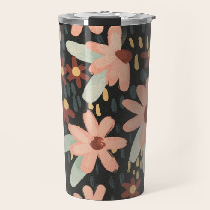 Kate Floral Dark Pattern Travel Mug Gallery Image 1