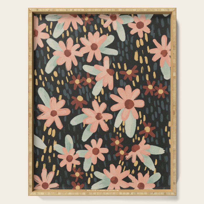 Kate Floral Dark Pattern Serving Tray Gallery Image 1