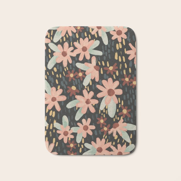 Kate Floral Dark Pattern Bath Mat Gallery Image 1