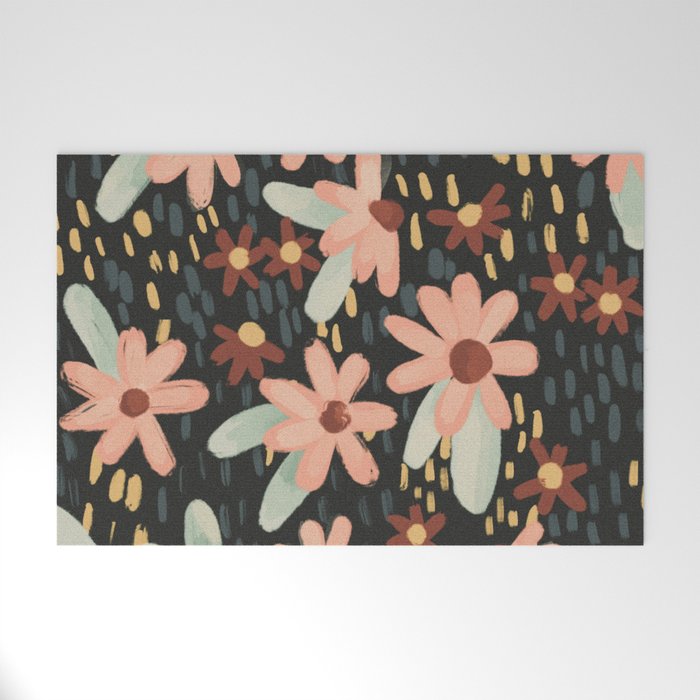 Kate Floral Dark Pattern Welcome Mat Gallery Image 1