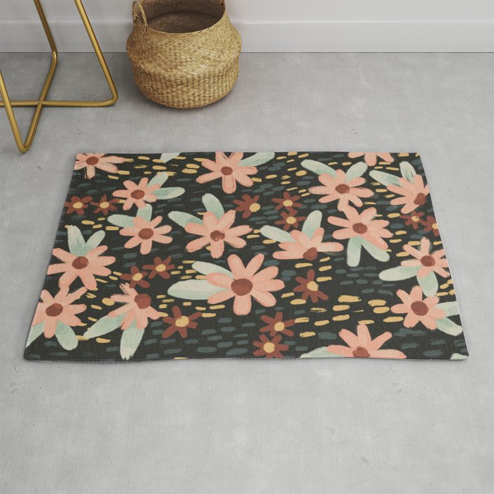 Kate Floral Dark Pattern Rug Gallery Image 1