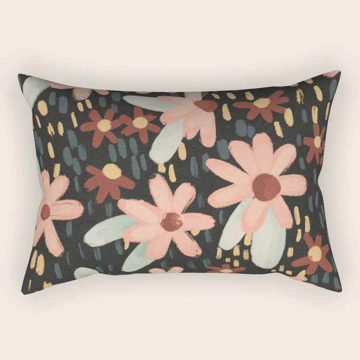 Kate Floral Dark Pattern Rectangular Pillow Gallery Image 2