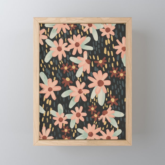 Kate Floral Dark Pattern Mini Art Print Gallery Image 1