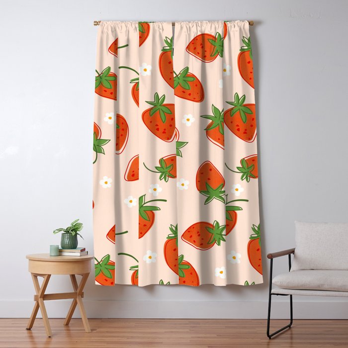 Red Strawberries Pattern Window Curtain Gallery Image 5