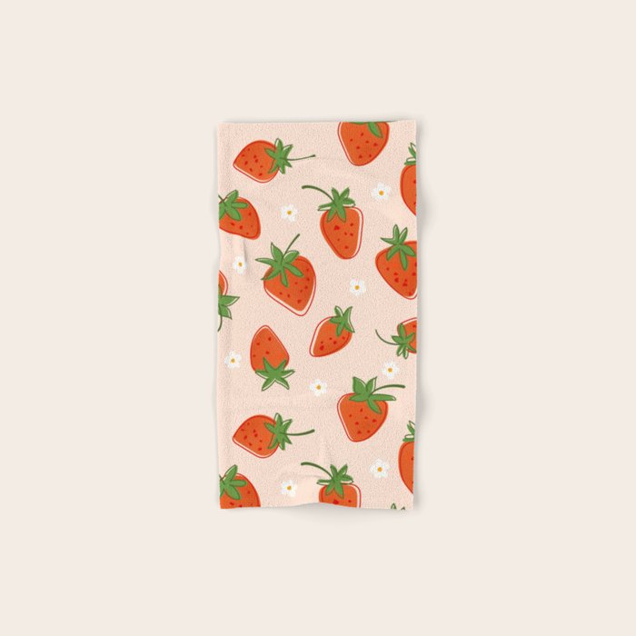 Red Strawberries Pattern Bath Towel Gallery Image 1
