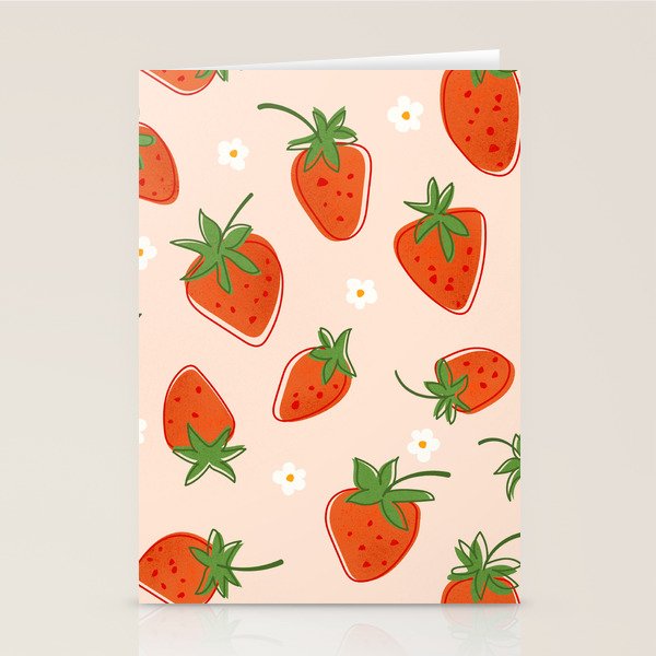 Red Strawberries Pattern Stationery Card Gallery Image 2