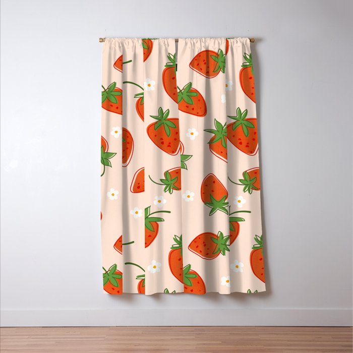 Red Strawberries Pattern Window Curtain Gallery Image 3