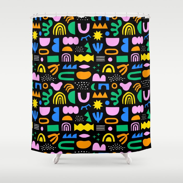 Fun colorful abstract summer shape pattern Shower Curtain Gallery Image 1