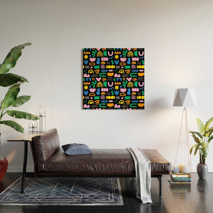 Fun colorful abstract summer shape pattern Wood Wall Art Gallery Image 2