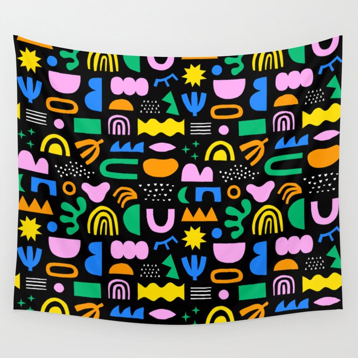 Fun colorful abstract summer shape pattern Wall Tapestry Gallery Image 1