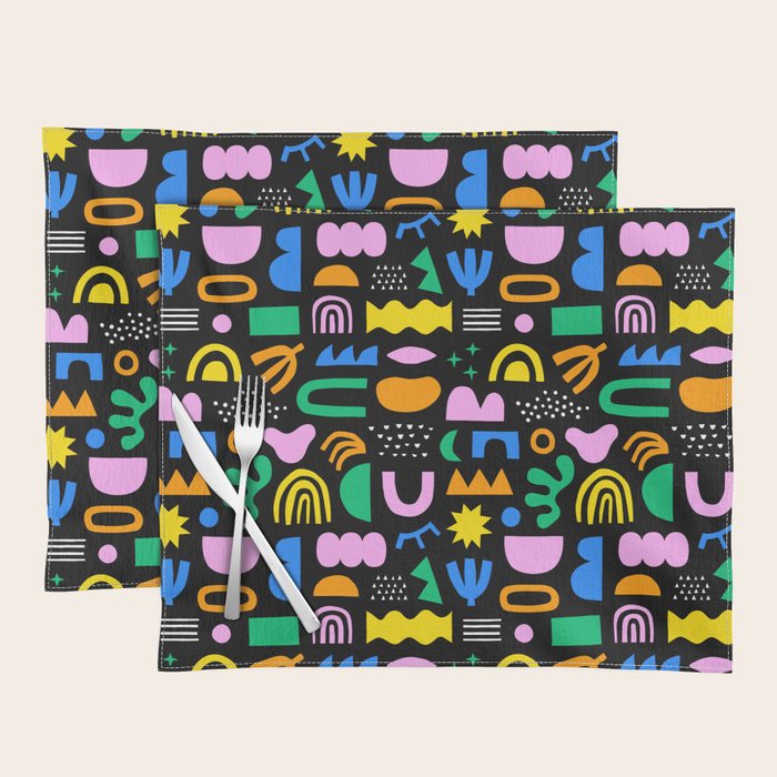 Fun colorful abstract summer shape pattern Placemat Gallery Image 1