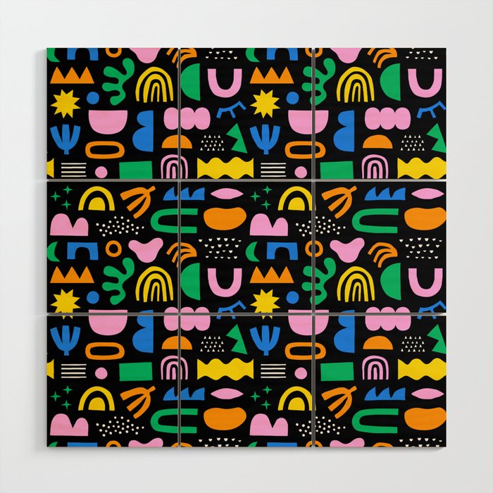 Fun colorful abstract summer shape pattern Wood Wall Art Gallery Image 1