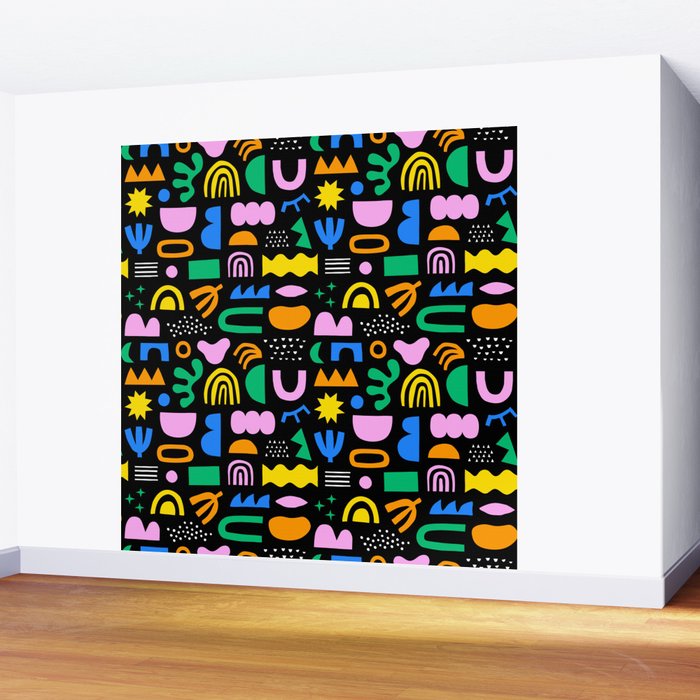 Fun colorful abstract summer shape pattern Wall Mural Gallery Image 2