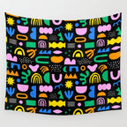 Fun colorful abstract summer shape pattern Wall Tapestry Gallery Image 4