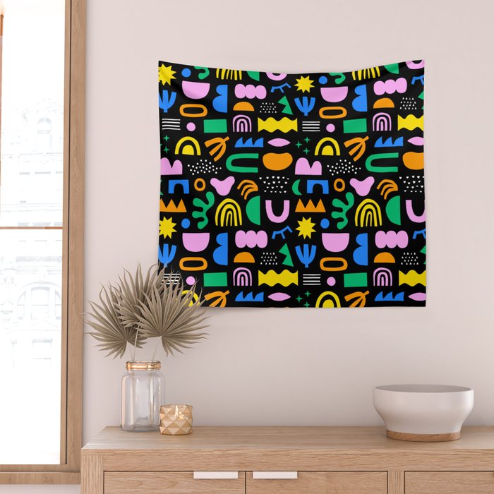 Fun colorful abstract summer shape pattern Wall Tapestry Gallery Image 2