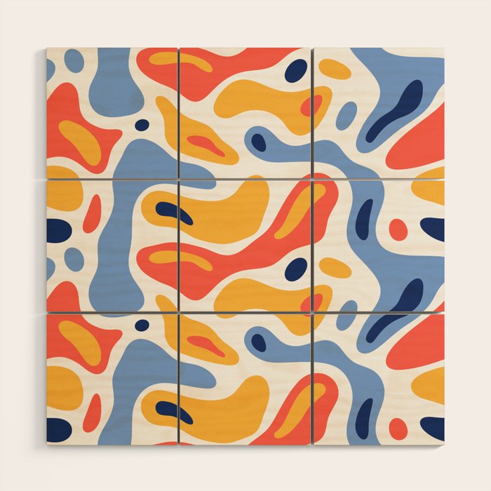 Colorful abstract organic shape art pattern Wood Wall Art Gallery Image 1