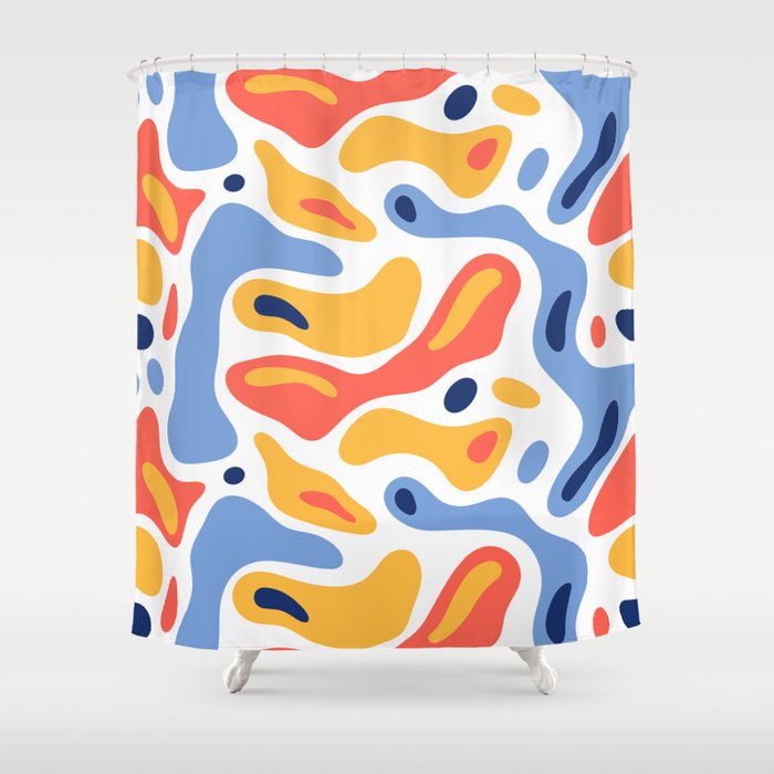 Colorful abstract organic shape art pattern Shower Curtain Gallery Image 1