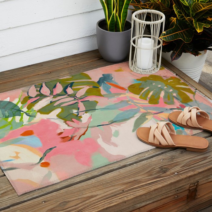 tropical home jungle abstract Outdoor Rug Gallery Image 2