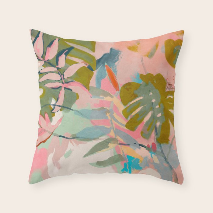 tropical home jungle abstract Throw Pillow Gallery Image 6