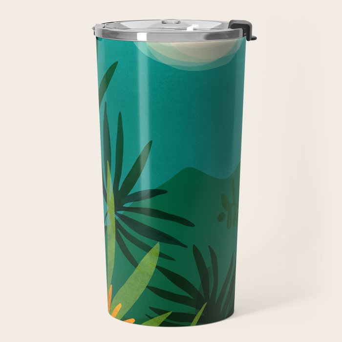 Tropical Moonlight Night Scene Travel Mug Gallery Image 2
