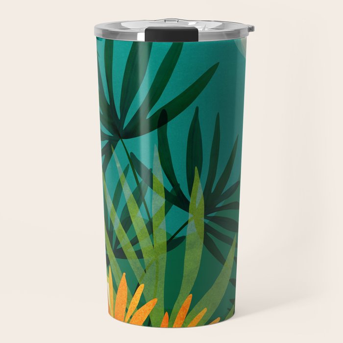 Tropical Moonlight Night Scene Travel Mug Gallery Image 1