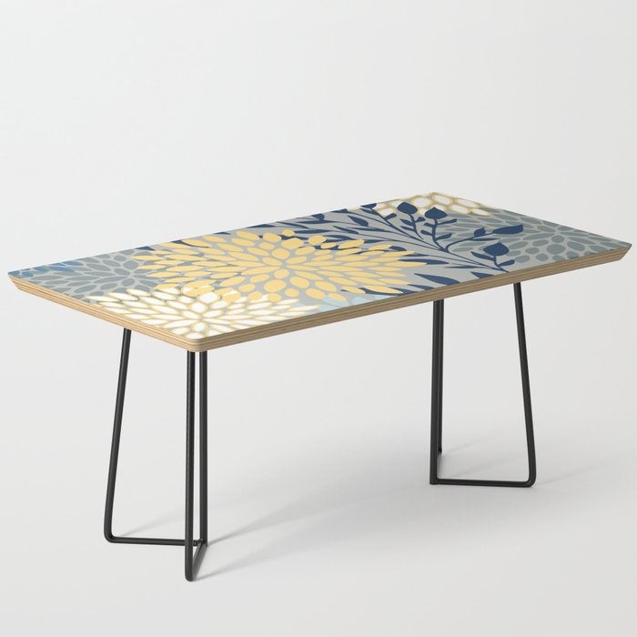 Festive, Floral Prints and Leaves, Yellow, Gray, Navy Blue, Teal Coffee Table Gallery Image 1