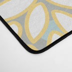 Festive, Floral Prints and Leaves, Yellow, Gray, Navy Blue, Teal Desk Mat Gallery Image 4