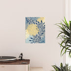 Festive, Floral Prints and Leaves, Yellow, Gray, Navy Blue, Teal Poster Gallery Image 2